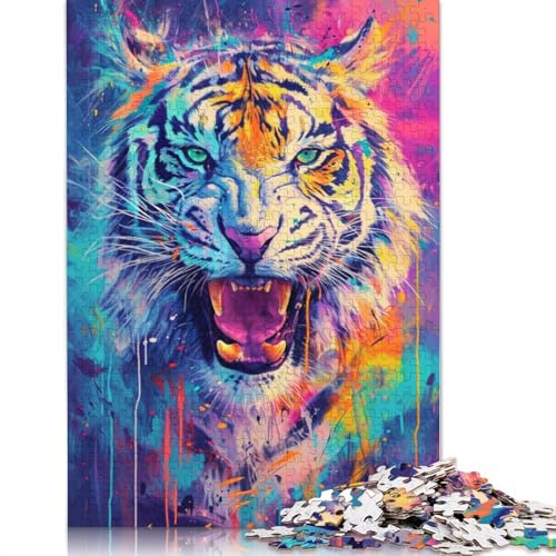 Puzzle für Erwachsene mit 1000 Teilen, Farbmalerei, Tiger-Puzzles für Erwachsene, Puzzles für Erwachsene, Lernspiel, Herausforderungsspielzeug, 1000 Stück (75 x 50 cm) von ABFFSDT