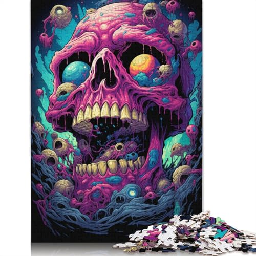 Puzzle für Erwachsene mit 1000 Teilen, Geschenke für Seltsame psychedelische Totenkopf-Puzzles für Erwachsene und Teenager, Familienspiel für Erwachsene und Teenager, 1000 Teile (75 x 50 cm) von ABFFSDT