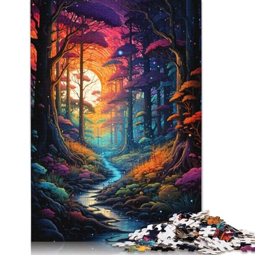 Puzzle für Erwachsene mit 1000 Teilen, farbenfrohes psychedelisches Neon-Wald-Puzzle für Erwachsene, Puzzle für Erwachsene, Lernspiel, Herausforderungsspielzeug, 1000 Teile (75 x 50 cm) von ABFFSDT