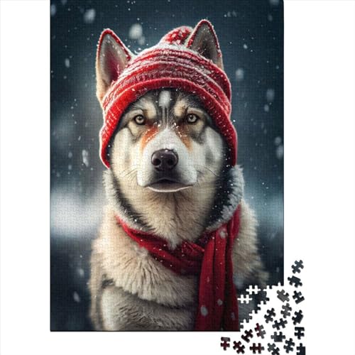 Puzzle für Erwachsene und 1000 Teile, Puzzle, Husky-Hut, Puzzle, Lernspielzeug, Spiele, Geburtstagsgeschenk, Puzzle, Gelegenheitsspiele, 1000 Teile (75 x 50 cm) von ABFFSDT