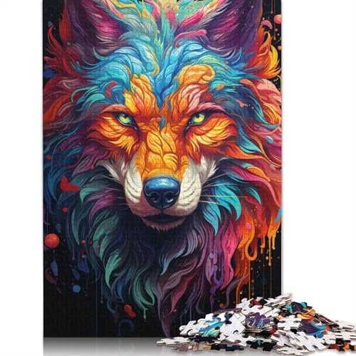 Puzzle für Erwachsene und Jugendliche, Farbmalerei, Fuchs, Holzpuzzle für Erwachsene, Teenager-Geschenk, 500 Teile (52 x 38 cm) von ABFFSDT