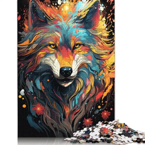 Puzzle für Erwachsene und Jugendliche, farbenfrohes psychedelisches Wölfe-Puzzle, Puzzle für Erwachsene, Familienspiel für Erwachsene und Jugendliche, 1000 Teile (75 x 50 cm) von ABFFSDT
