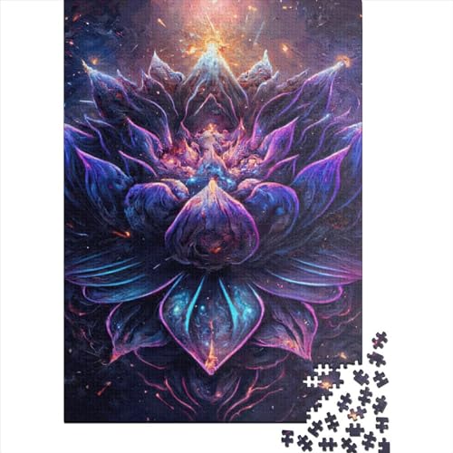 Puzzle für Kinder, 1000-teiliges Puzzle für Teenager, Weltraum-Lotus-Puzzle, Holzpuzzle, Geschenk, geeignetes Familien- und Freundes-Puzzle, 1000 Teile (75 x 50 cm) von ABFFSDT