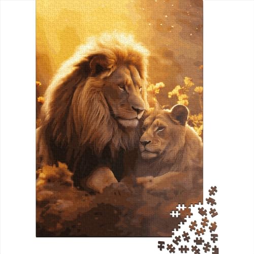 Puzzle für Kinder 1000 Teile, Löwe, romantische Puzzles für Kinder, kreative Holzpuzzles, anspruchsvolles Spiel, 1000 Teile (75 x 50 cm) von ABFFSDT