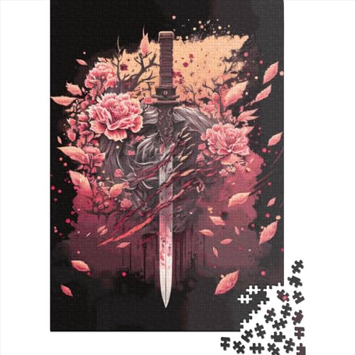 Puzzle für Kinder 1000 Teile, Samurai-Schwert-Puzzles für Kinder, kreatives Holzpuzzle, anspruchsvolles Spiel, 1000 Teile (75 x 50 cm) von ABFFSDT