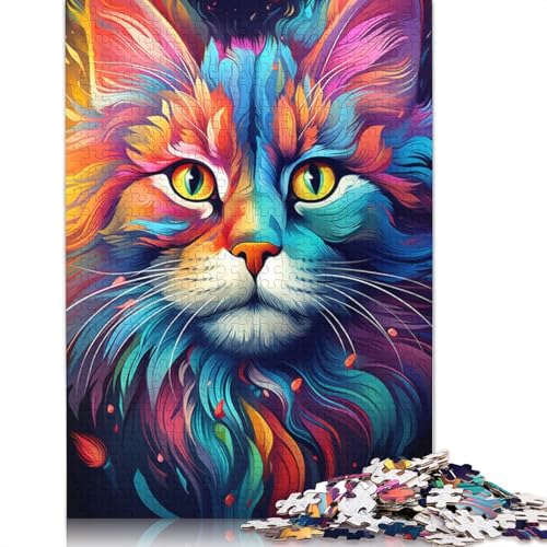 Puzzle mit 1000 Teilen, farbenfrohe Zeichnung, Tier-/Katzen-Puzzles für Erwachsene, Puzzles für Erwachsene, 1000 Teile (75 x 50 cm) von ABFFSDT