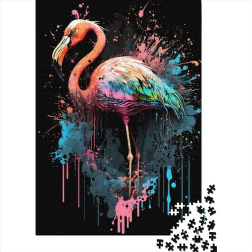 Puzzles für Kinder, Paintsplash Flamingo-Puzzles für Kinder, 1000 Teile, rundes Puzzle, Lernpuzzle, Familienspiel, Geburtstagsgeschenk, 1000 Teile (75 x 50 cm) von ABFFSDT