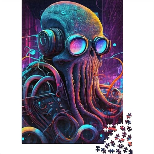 Puzzles für Kinder & Octopus Punk, 1000-teiliges Puzzle für Kinder, schwierige und anspruchsvolle Holzpuzzles, 1000 Teile (75 x 50 cm) von ABFFSDT
