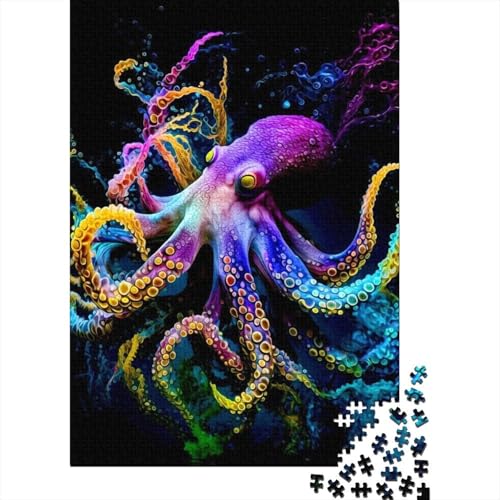 Rechteckiges Holzpuzzle für Kinder, 1000 Teile, bunter Oktopus.0 Puzzle für Kinder, Weihnachts- und Geburtstagsgeschenke, 1000 Teile (75 x 50 cm) von ABFFSDT