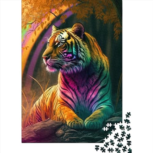 Tiger, buntes Tier-Puzzle für Erwachsene, 1000-teiliges Puzzle für Kinder, runde Puzzles, tolle Kinder, 1000 Teile (75 x 50 cm) von ABFFSDT