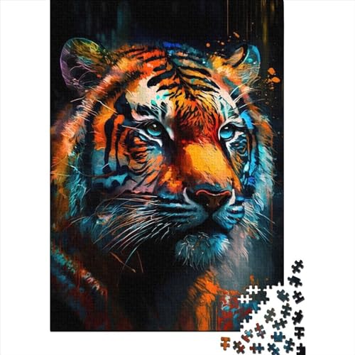 Untamed Beauty Tigerkopf-Holzpuzzle, 1000 Teile, Puzzle für Kinder ab 18 Jahren, Stressabbau-Puzzle, Gelegenheitsspiele, 1000 Teile (75 x 50 cm) von ABFFSDT