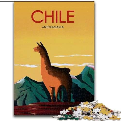 1000-teiliges Puzzle, Chile-Stadtreiseposter, für Kinder ab 14 Jahren Jedes Teil ist einzigartig – lustiges und herausforderndes Spiel für die ganze Familie Tolles Geschenk, 26x38cm von ABKMXDKZ