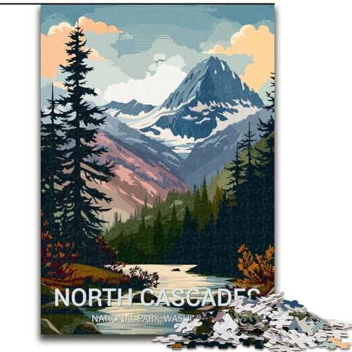 1000-teiliges Puzzle, Poster des North Cascades-Nationalparks, für Kinder ab 14 Jahren Jedes Teil ist einzigartig – lustiges und herausforderndes Spiel für die ganze Familie Tolles Geschenk 26x38cm von ABKMXDKZ