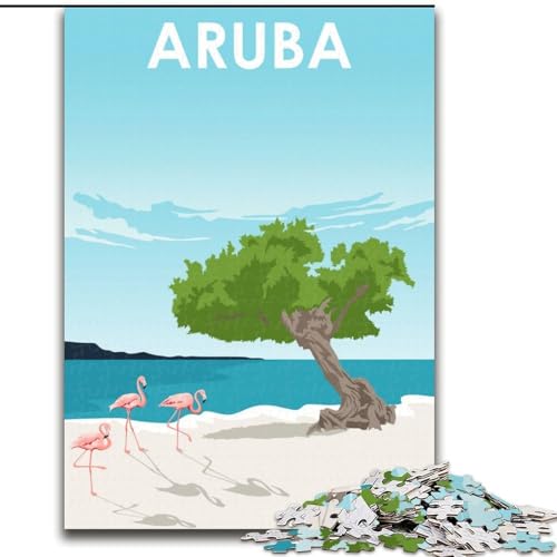1000-teiliges Puzzle, Reiseposter der Insel Aruba, für Kinder ab 14 Jahren Jedes Teil ist einzigartig – lustiges und herausforderndes Spiel für die ganze Familie Tolles Geschenk 50x75cm von ABKMXDKZ