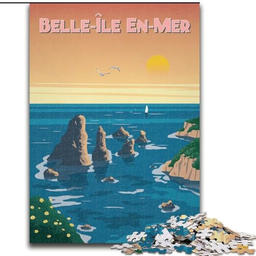 1000-teiliges Puzzle Belle-ILE-en-Mer, für Kinder ab 14 Jahren Jedes Teil ist einzigartig – lustiges und herausforderndes Spiel für die ganze Familie Tolles Geschenk 50x75cm von ABKMXDKZ