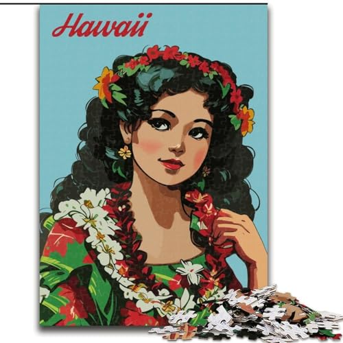 1000-teiliges Puzzle Hawaii Hula Girl, für Kinder ab 14 Jahren, jedes Teil ist einzigartig – lustiges und herausforderndes Spiel für die ganze Familie, tolles Geschenk, 50x75cm von ABKMXDKZ