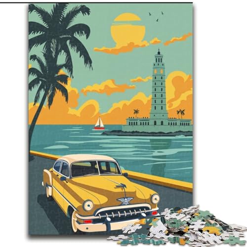 1000-teiliges Puzzle Kuba-Reiseposter, für Kinder ab 14 Jahren, jedes Teil ist einzigartig – lustiges und herausforderndes Spiel für die ganze Familie, tolles Geschenk, 26x38cm von ABKMXDKZ