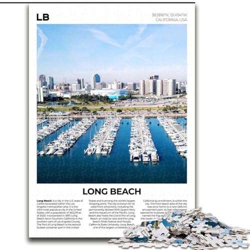 1000-teiliges Puzzle Long Beach, für Kinder ab 14 Jahren, jedes Teil ist einzigartig – lustiges und herausforderndes Spiel für die ganze Familie, tolles Geschenk, 26x38cm von ABKMXDKZ