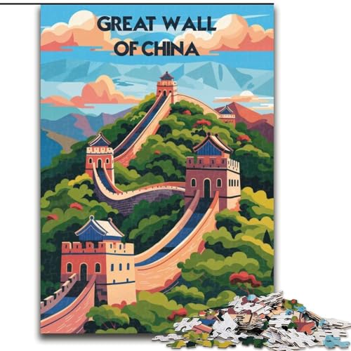 1000-teiliges Puzzle Majestätische Chinesische Mauer, für Kinder ab 14 Jahren, jedes Teil ist einzigartig – lustiges und herausforderndes Spiel für die ganze Familie, tolles Geschenk, 26x38cm von ABKMXDKZ