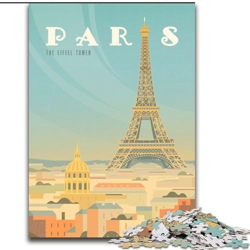 1000-teiliges Puzzle Paris, für Kinder ab 14 Jahren, jedes Teil ist einzigartig – lustiges und herausforderndes Spiel für die ganze Familie, tolles Geschenk, 26x38cm von ABKMXDKZ