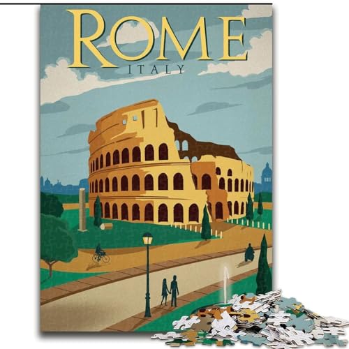 1000-teiliges Puzzle Rom, für Kinder ab 14 Jahren Jedes Teil ist einzigartig – lustiges und herausforderndes Spiel für die ganze Familie Tolles Geschenk 26x38cm von ABKMXDKZ