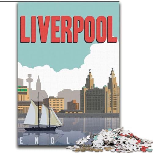 1000-teiliges Puzzle für Erwachsene, Geschenke, Liverpool, England-Reise, geeignet für Personen ab 14 Jahren, anspruchsvoll zu vervollständigen, Aber lustig und humorvoll, tolles Geschenk, 26x38cm von ABKMXDKZ