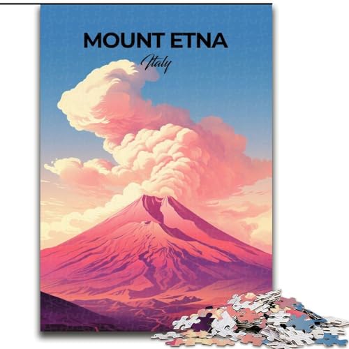 1000-teiliges Puzzle für Erwachsene und Jugendliche, Ätna, Italien, Familienaktivität, einzigartige Heimdekoration und Geschenke für Kinder ab 14 Jahren, 26x38cm von ABKMXDKZ