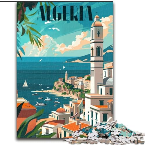 1000-teiliges Puzzle für Erwachsene und Jugendliche, Algerische Küste, Familienspiel und einzigartige Heimdekoration und Geschenke für 14-Jährige, 50x75cm von ABKMXDKZ