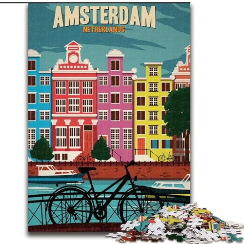 1000-teiliges Puzzle für Erwachsene und Jugendliche, Amsterdam, Spielzeug, Lernspiele, Stressabbau, tolle Geschenke und Spielzeuge, 26x38cm von ABKMXDKZ