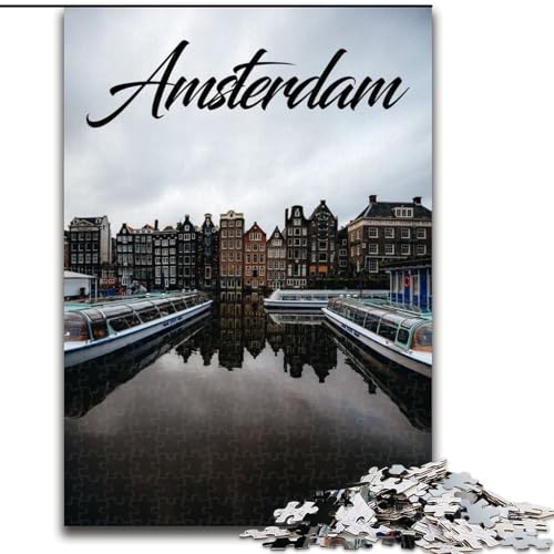 1000-teiliges Puzzle für Erwachsene und Jugendliche, Amsterdam, anspruchsvolles Spiel und Familienspiel mit vollständig ineinandergreifenden, zufällig geformten Teilen, 26x38cm von ABKMXDKZ
