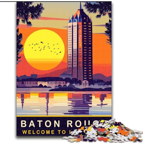 1000-teiliges Puzzle für Erwachsene und Jugendliche, Baton Rouge Waterfront, Spielzeug, Lernspiele, Stressabbau, Eltern-Kind-Interaktion, 26x38cm von ABKMXDKZ