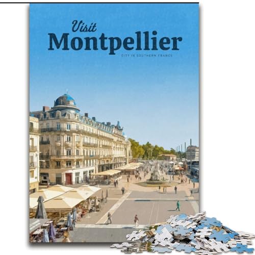 1000-teiliges Puzzle für Erwachsene und Jugendliche, Besuchen Sie Montpellier, für und ab 14 Jahren, pädagogisches Lernspielzeug, Familienspiele, Geburtstagsgeschenk, 50x75cm von ABKMXDKZ