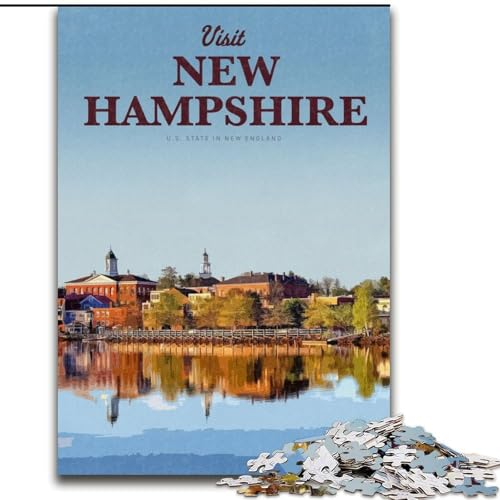 1000-teiliges Puzzle für Erwachsene und Jugendliche, Besuchen Sie New Hampshire, für Lernspiele, Herausforderungsspielzeug, Verbesserung des Gedächtnisses, für 14-Jährige, 26x38cm von ABKMXDKZ