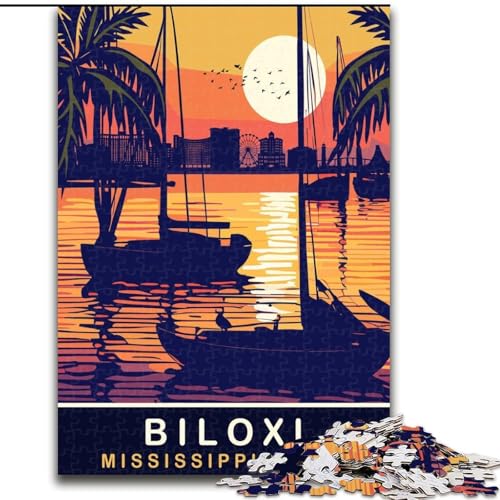 1000-teiliges Puzzle für Erwachsene und Jugendliche, Biloxi-Sonnenuntergang, anspruchsvolles Spiel und Familienspiel mit vollständig ineinandergreifenden, zufällig geformten Teilen, 26x38cm von ABKMXDKZ