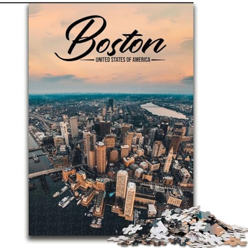1000-teiliges Puzzle für Erwachsene und Jugendliche, Boston, Lernspiel, Herausforderungsspielzeug, verbessert das Gedächtnis, für 14-Jährige, 26x38cm von ABKMXDKZ