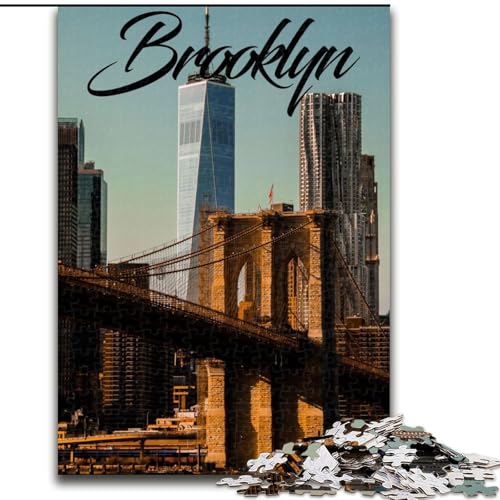 1000-teiliges Puzzle für Erwachsene und Jugendliche, Brooklyn, Lernspiel, Herausforderungsspielzeug, verbessert das Gedächtnis, für 14-Jährige, 26x38cm von ABKMXDKZ