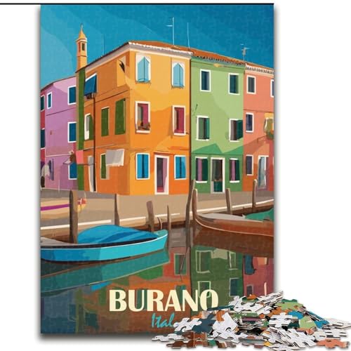 1000-teiliges Puzzle für Erwachsene und Jugendliche, Burano, Italien, Familienaktivität, einzigartige Heimdekoration und Geschenke für Kinder ab 14 Jahren, 26x38cm von ABKMXDKZ