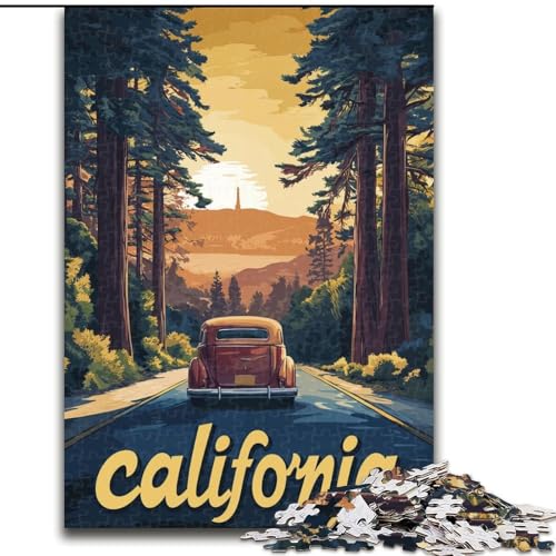 1000-teiliges Puzzle für Erwachsene und Jugendliche, California Road Trip Poster, Spielzeug, Lernspiele, Stressabbau, tolle Geschenke und Spielzeuge, 26x38cm von ABKMXDKZ