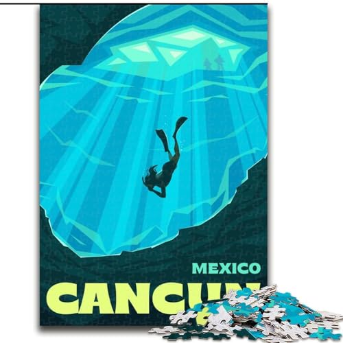 1000-teiliges Puzzle für Erwachsene und Jugendliche, Cancun, Lernspiel, Herausforderungsspielzeug, verbessert das Gedächtnis, für 14-Jährige, 26x38cm von ABKMXDKZ