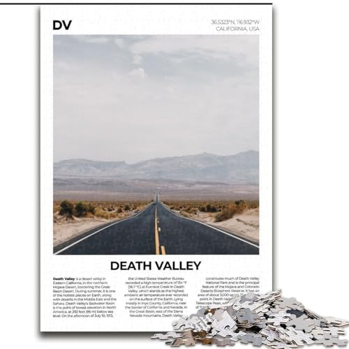 1000-teiliges Puzzle für Erwachsene und Jugendliche, Death Valley, für und ab 14 Jahren, pädagogisches Lernspielzeug, Familienspiele, Geburtstagsgeschenk, 50x75cm von ABKMXDKZ