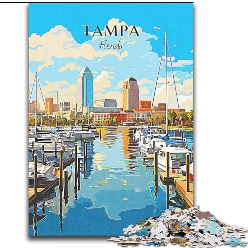 1000-teiliges Puzzle für Erwachsene und Jugendliche, Florida Tampa Reise, für und ab 14 Jahren, pädagogisches Lernspielzeug, Familienspiele, Geburtstagsgeschenk, 50x75cm von ABKMXDKZ