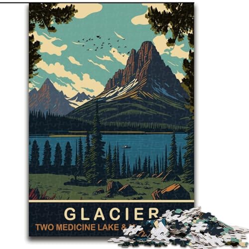 1000-teiliges Puzzle für Erwachsene und Jugendliche, Gletscher-Montana, für und ab 14 Jahren, pädagogisches Lernspielzeug, Familienspiele, Geburtstagsgeschenk, 26x38cm von ABKMXDKZ
