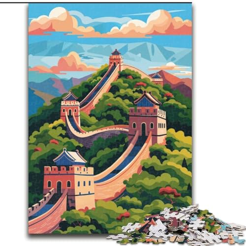 1000-teiliges Puzzle für Erwachsene und Jugendliche, Illustration der Chinesischen Mauer, Spielzeug, Lernspiele, Stressabbau, Eltern-Kind-Interaktion, 50x75cm von ABKMXDKZ