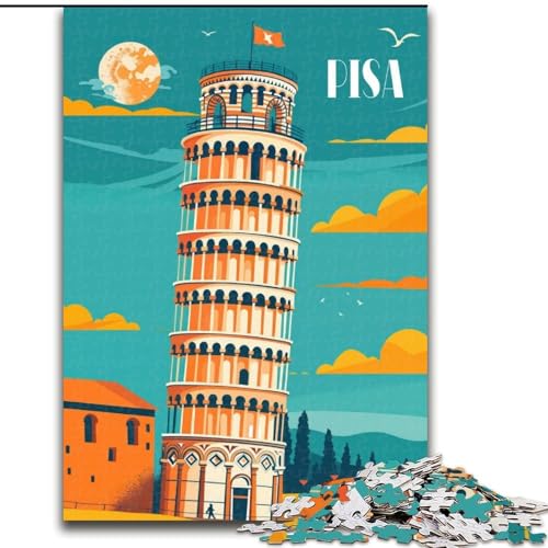 1000-teiliges Puzzle für Erwachsene und Jugendliche, Illustration des Schiefen Turms von Pisa, Spielzeug, Lernspiele, Stressabbau, tolle Geschenke und Spielzeuge, 50x75cm von ABKMXDKZ