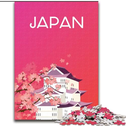 1000-teiliges Puzzle für Erwachsene und Jugendliche, Japan-Reisekunst, Rosa, Spielzeug, Lernspiele, Stressabbau, tolle Geschenke und Spielzeuge, 50x75cm von ABKMXDKZ