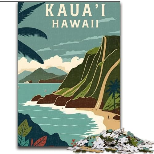 1000-teiliges Puzzle für Erwachsene und Jugendliche, Kauai, Hawaii, Reise, Spielzeug, Lernspiele, Stressabbau, tolle Geschenke und Spielzeuge, 50x75cm von ABKMXDKZ