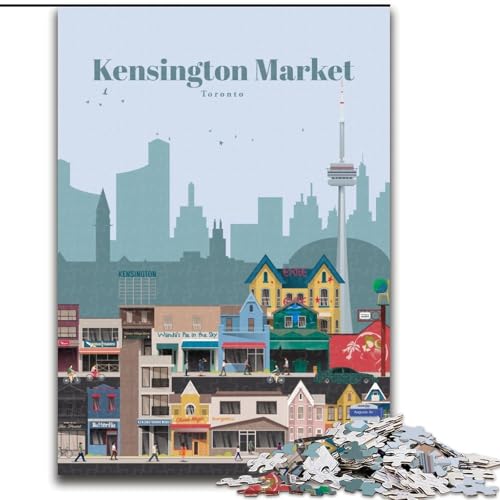 1000-teiliges Puzzle für Erwachsene und Jugendliche, Kensington Market, Toronto, für und ab 14 Jahren, pädagogisches Lernspielzeug, Familienspiele, Geburtstagsgeschenk, 26x38cm von ABKMXDKZ