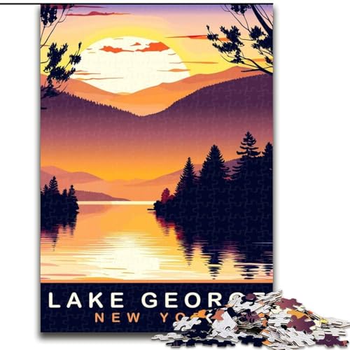1000-teiliges Puzzle für Erwachsene und Jugendliche, Lake George, NY, für Lernspiele, Herausforderungsspielzeug, zur Verbesserung des Gedächtnisses, für 14-Jährige, 26x38cm von ABKMXDKZ