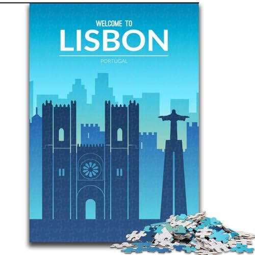 1000-teiliges Puzzle für Erwachsene und Jugendliche, Lissabon, Portugal, anspruchsvolles Spiel und Familienspiel mit vollständig ineinandergreifenden, zufällig geformten Teilen, 26x38cm von ABKMXDKZ