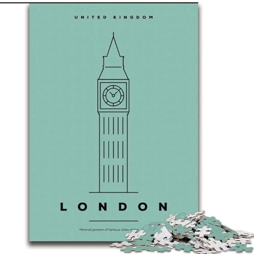 1000-teiliges Puzzle für Erwachsene und Jugendliche, London, Großbritannien, Lernspiel, Herausforderungsspielzeug, verbessert das Gedächtnis, für 14-Jährige, 26x38cm von ABKMXDKZ